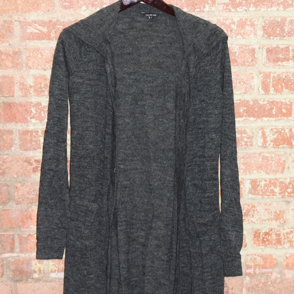 Long Wool Cardigan w. Hood - Picture 1 of 4
